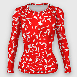 Рашгард женский Красный яркий камуфляж, цвет: 3D-принт