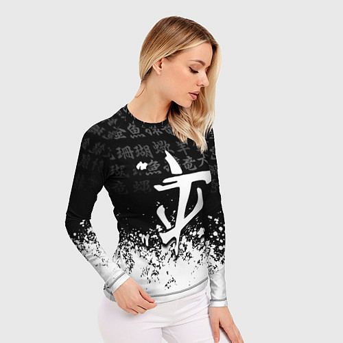 Женский рашгард Doom японские символы краски / 3D-принт – фото 3