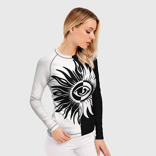 Женский рашгард Солнце черно-белое / 3D-принт – фото 3