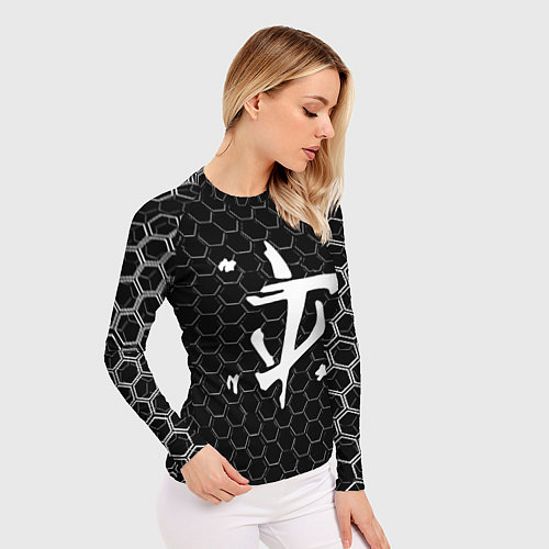 Женский рашгард Doom соты текстура / 3D-принт – фото 3