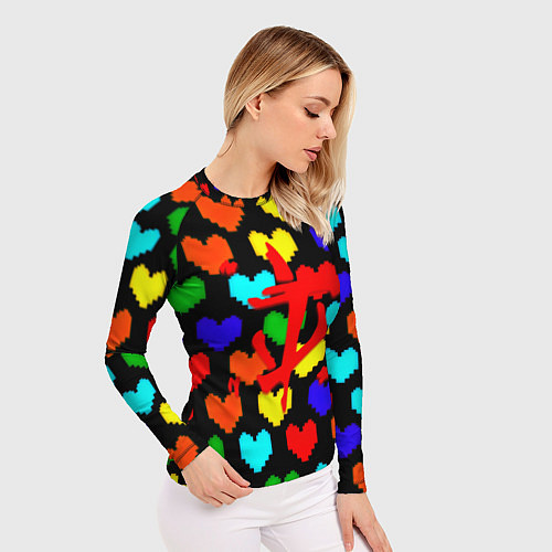 Женский рашгард Doom love pixel pattern / 3D-принт – фото 3