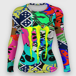 Рашгард женский Monster energy стикеры, цвет: 3D-принт