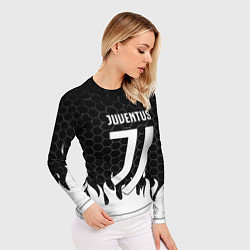 Рашгард женский Juventus соты огонь, цвет: 3D-принт — фото 2
