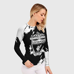 Рашгард женский Liverpool белые краски штрихи, цвет: 3D-принт — фото 2