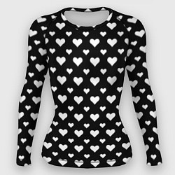 Рашгард женский Чёрно-белый паттерн сердечки, цвет: 3D-принт