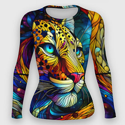 Рашгард женский Морда леопарда - витраж, цвет: 3D-принт