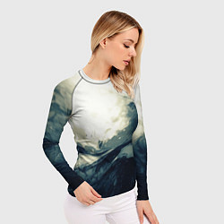 Рашгард женский Чёрно-синие абстрактные краски, цвет: 3D-принт — фото 2