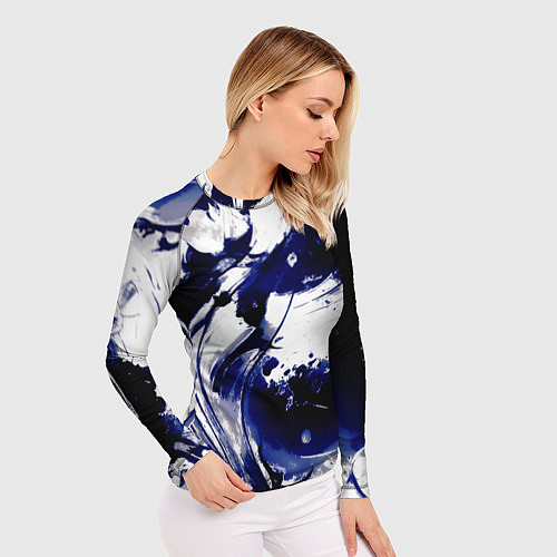 Женский рашгард Чёрно-фиолетовый абстракция волна / 3D-принт – фото 3