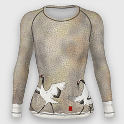 Рашгард женский Журавли зимняя акварель, цвет: 3D-принт
