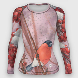 Рашгард женский Акварельный снегирь в рябине, цвет: 3D-принт