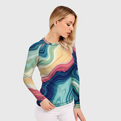 Рашгард женский Абстрактные волнистые линии синий, цвет: 3D-принт — фото 2