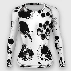 Рашгард женский Чёрно-белые кляксы - абстракция, цвет: 3D-принт