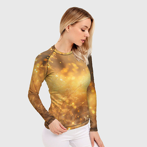 Женский рашгард Золотые лучи солнца на рассвете / 3D-принт – фото 3