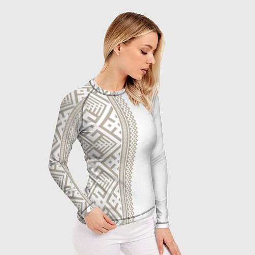 Женский рашгард Узоры славянские в бежевом цвете / 3D-принт – фото 3
