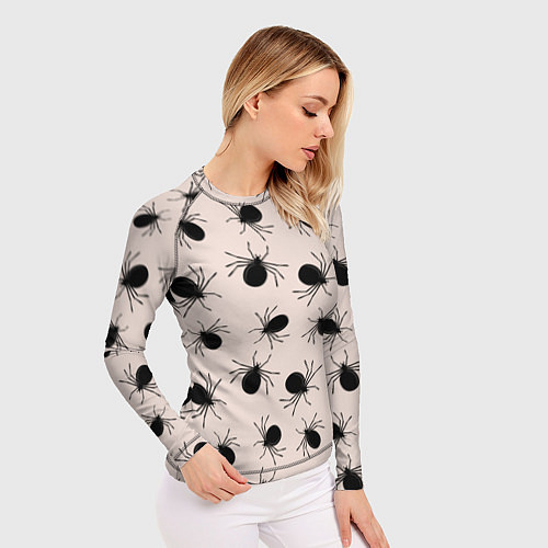 Женский рашгард Паттерн с черными жуками / 3D-принт – фото 3