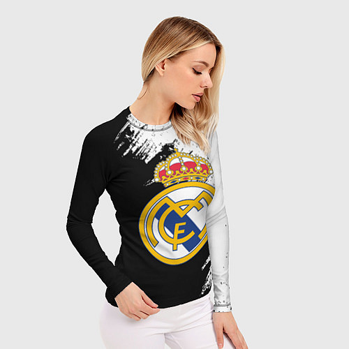 Женский рашгард Real Madrid текстура штрихи / 3D-принт – фото 3
