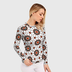 Рашгард женский Геометрические цветы на белом, цвет: 3D-принт — фото 2
