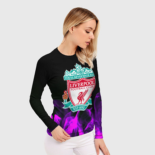 Женский рашгард Liverpool неоновый огонь / 3D-принт – фото 3