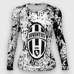 Рашгард женский Juventus черные краски штрихи, цвет: 3D-принт
