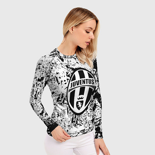 Женский рашгард Juventus черные краски штрихи / 3D-принт – фото 3