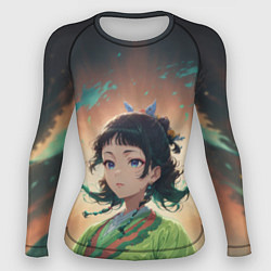 Рашгард женский Маомао на фоне облаков, цвет: 3D-принт