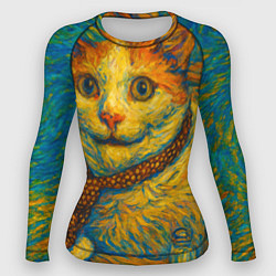 Рашгард женский Кот-мем бу в стиле Ван Гога, цвет: 3D-принт
