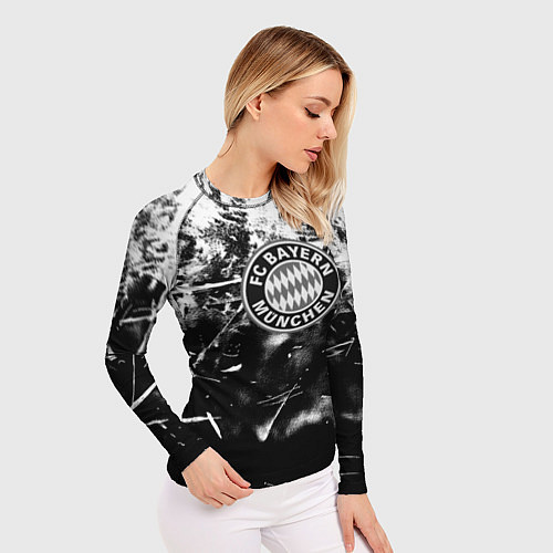 Женский рашгард Bayern Mnchen черно белая бумага / 3D-принт – фото 3