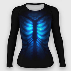 Рашгард женский Душа синяя - позвоночник и рёбра просвечиваются, цвет: 3D-принт
