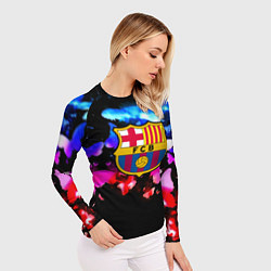 Рашгард женский Барселона неоновые бабочки, цвет: 3D-принт — фото 2