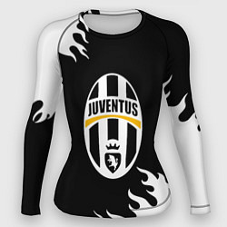 Рашгард женский Juventus белый огонь текстура, цвет: 3D-принт