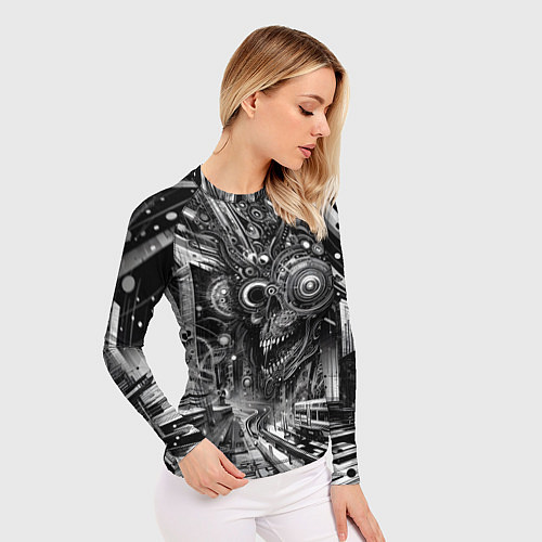 Женский рашгард Cyber urban skull - ai art fantasy / 3D-принт – фото 3