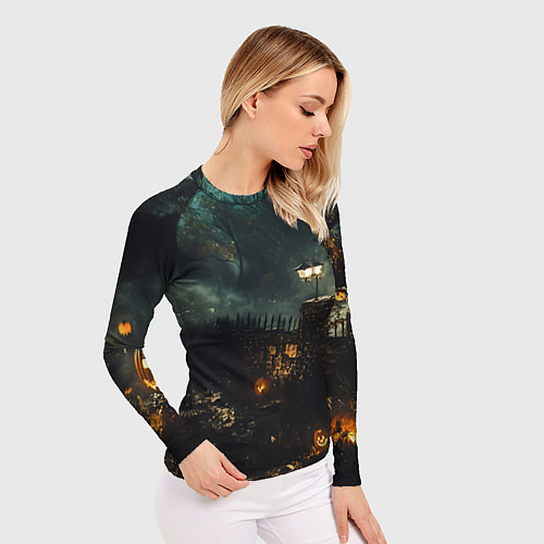 Женский рашгард Ночь тыкв и теней / 3D-принт – фото 3