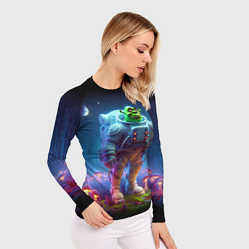Женский рашгард Шрек бравый космонавт - неоновое свечение / 3D-принт – фото 3