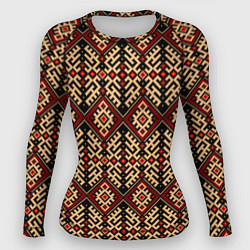 Рашгард женский Славянский вышивной орнамент макошь, цвет: 3D-принт