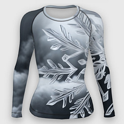 Рашгард женский Снежинка на черно белое, цвет: 3D-принт