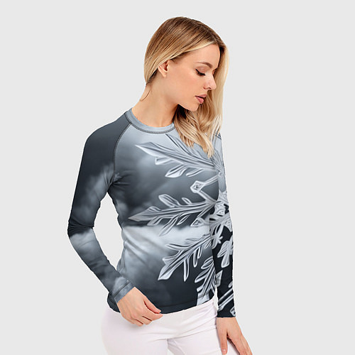 Женский рашгард Снежинка на черно белое / 3D-принт – фото 3