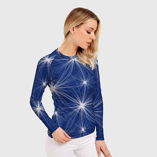 Женский рашгард Звезды на синем фоне / 3D-принт – фото 3