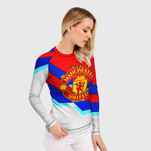 Женский рашгард Манчестер Юнайтед полосы геометрия / 3D-принт – фото 3
