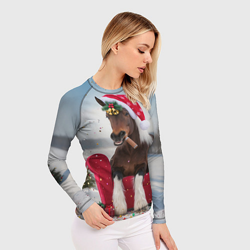 Женский рашгард Новогодний конь / 3D-принт – фото 3