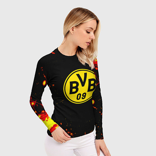 Женский рашгард Боруссиа огненные краски текстура / 3D-принт – фото 3