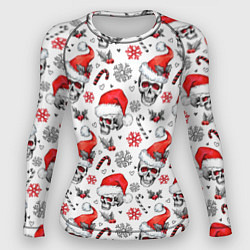 Рашгард женский Новогодние черепа, цвет: 3D-принт