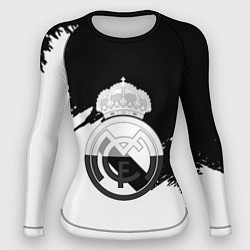 Рашгард женский Реал Мадрид краски белые штрихи, цвет: 3D-принт