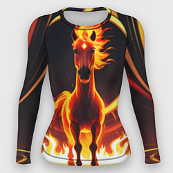 Рашгард женский Огненная лошадь в кольце, цвет: 3D-принт