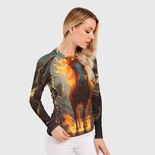Женский рашгард Огненная лошадь в стиле стимпанк / 3D-принт – фото 3