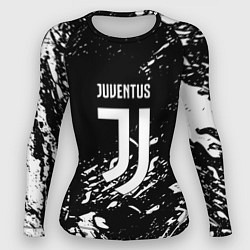 Рашгард женский Juventus белые штрихи красок, цвет: 3D-принт