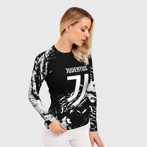 Женский рашгард Juventus белые штрихи красок / 3D-принт – фото 3