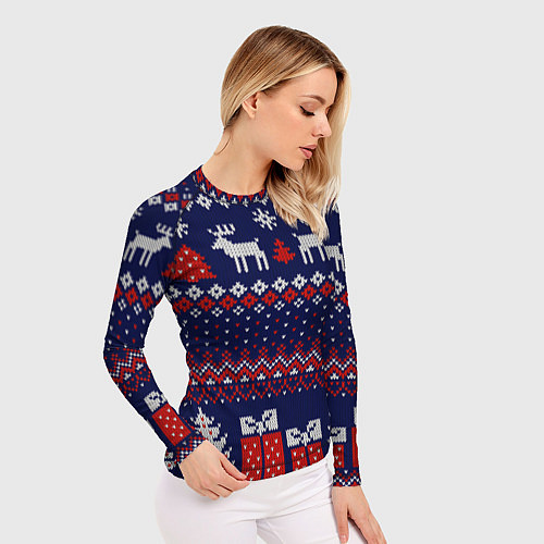 Женский рашгард Новогодний вязаный паттерн / 3D-принт – фото 3