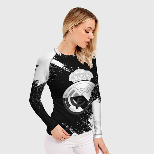 Женский рашгард Реал Мадрид черно белые краски / 3D-принт – фото 3