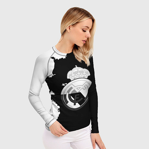 Женский рашгард Реал Мадрид черно белые краски / 3D-принт – фото 3