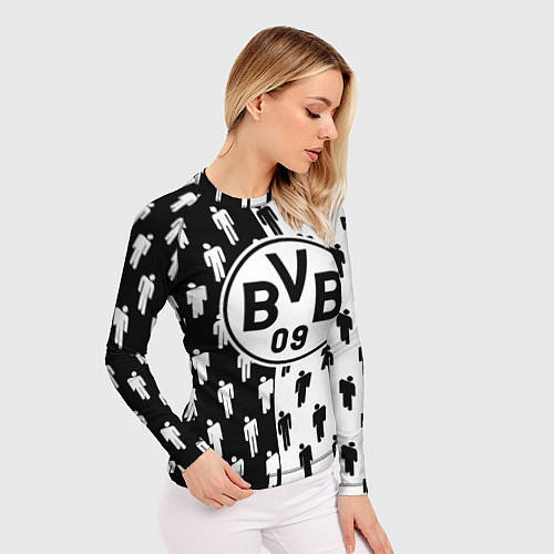 Женский рашгард Borussia черно белые люди / 3D-принт – фото 3